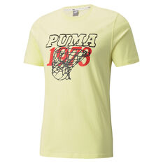 Puma Scouted Mens Basketball Tee Yellow S, Yellow, rebel_hi-res