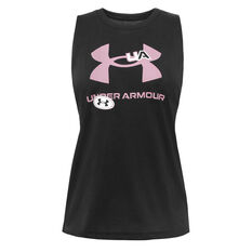 Under Armour Womens Graphic Muscle Tank, Black, rebel_hi-res