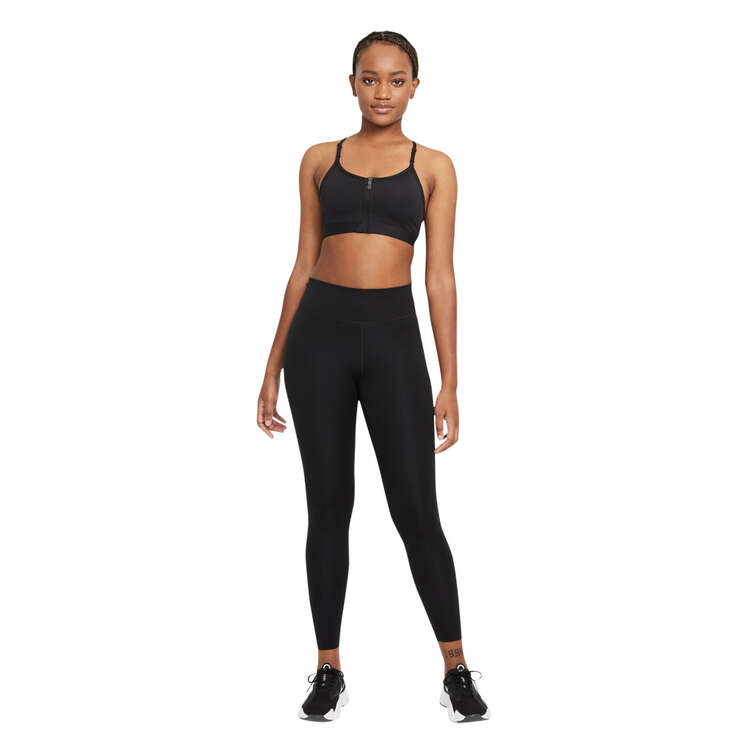 Nike Womens Dri-FIT Indy Zip Front Sports Bra, Black, rebel_hi-res