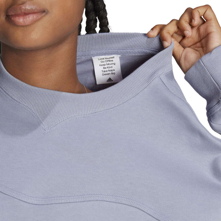 adidas Womens Lounge Fleece Sweatshirt, Silver, rebel_hi-res