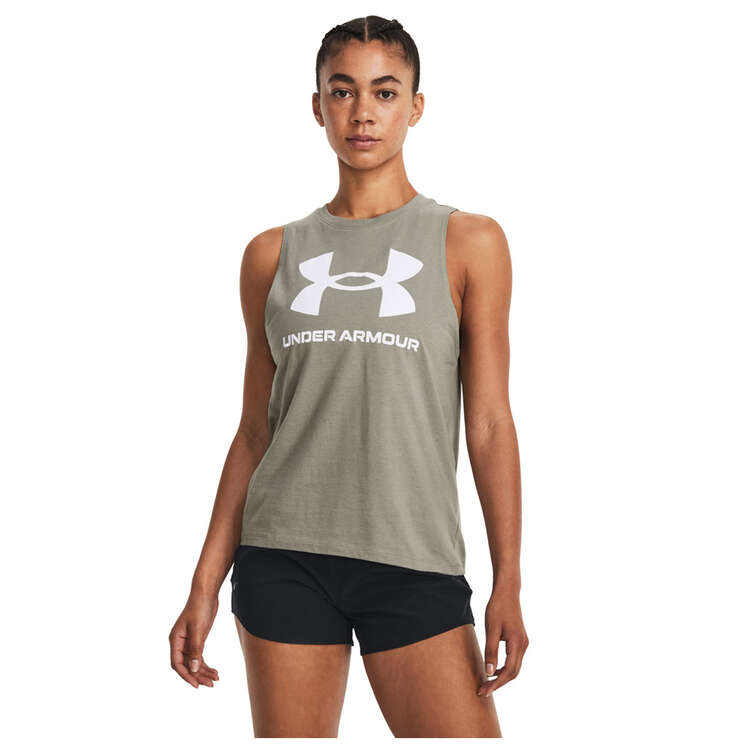 Under Armour Womens Live Sportstyle Training Tank Green XS, Green, rebel_hi-res