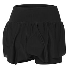 Running Bare Womens Ab Waisted 2 In 1 Shorts Black 8, Black, rebel_hi-res