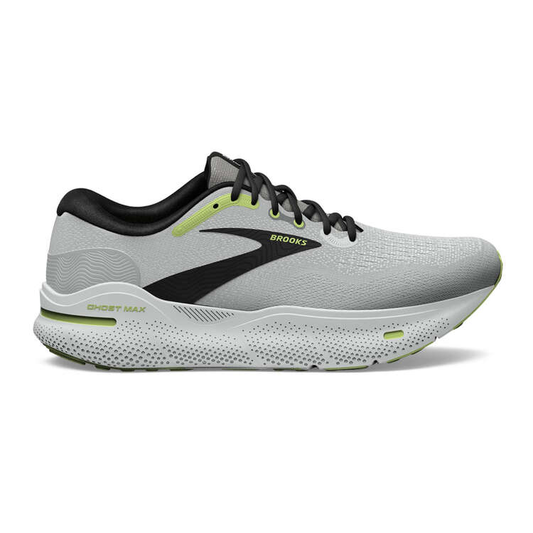 Brooks Ghost Max Mens Running Shoes Grey/Green US 8, Grey/Green, rebel_hi-res