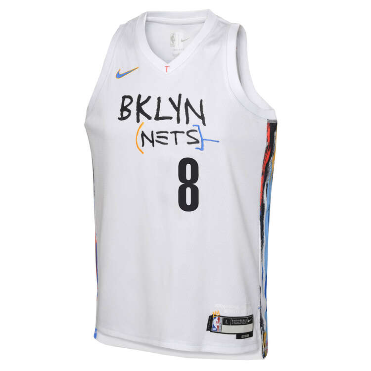 Brooklyn Nets Paty Mills 22/23 Kids City Jersey, White, rebel_hi-res