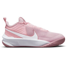Nike Team Hustle D 10 GS Kids Basketball Shoes, White/Pink, rebel_hi-res
