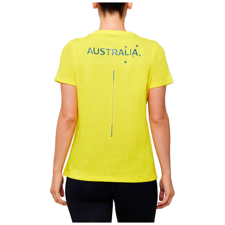 Asics Womens Australian Olympic Village Tee, Yellow, rebel_hi-res