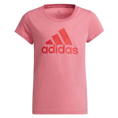 adidas Girls Essentials Big Logo Tee Pink/Red 8, Pink/Red, rebel_hi-res