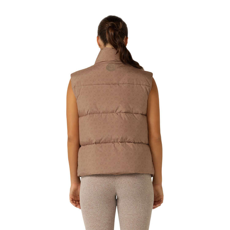 Lorna Jane Womens Monogram Puffer Vest, Brown, rebel_hi-res