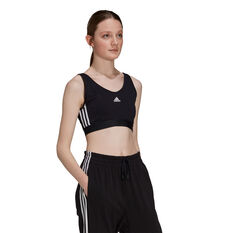 adidas Womens Essentials 3-Stripes Crop Top Black XS, Black, rebel_hi-res