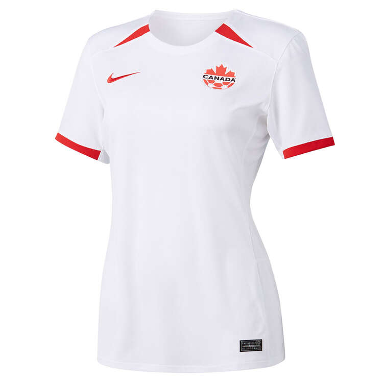 Nike Canada 2023 Womens Stadium Away Dri-FIT Football Jersey, White, rebel_hi-res