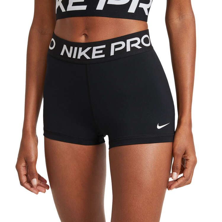 Nike Pro Womens 365 3in Shorts Black/White XS, Black/White, rebel_hi-res