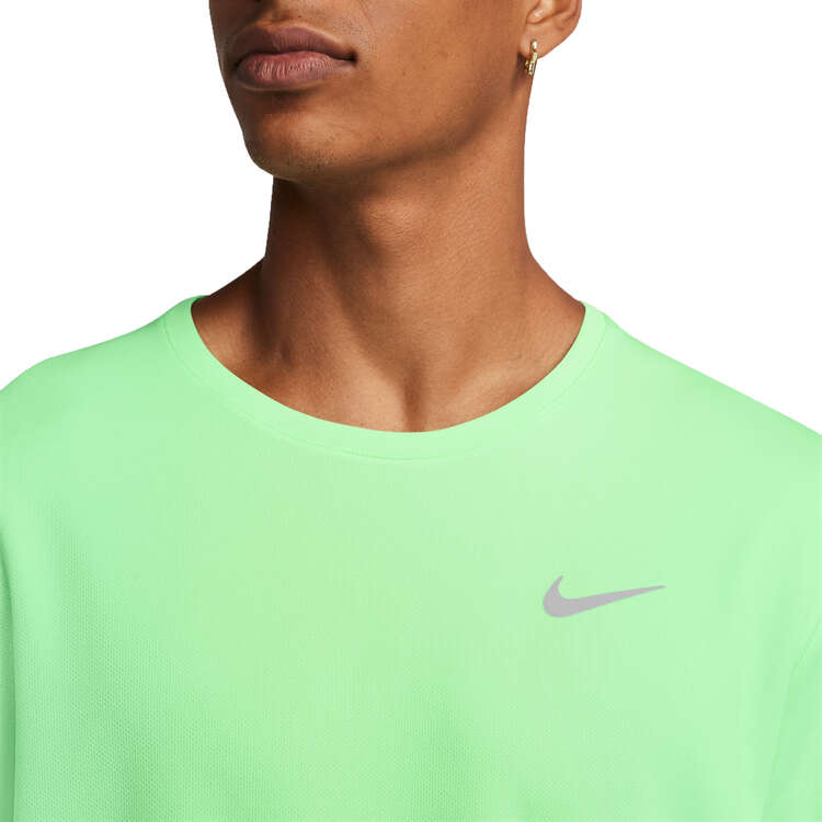 Nike Mens Dri-FIT UV Miller Running Tee, Green/Silver, rebel_hi-res