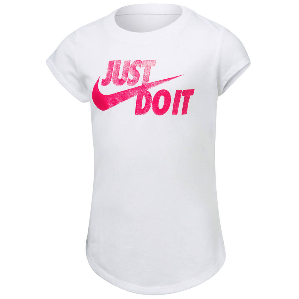 Nike Girls JDI Swoosh Split Tee White 7 7 | Rebel Sport