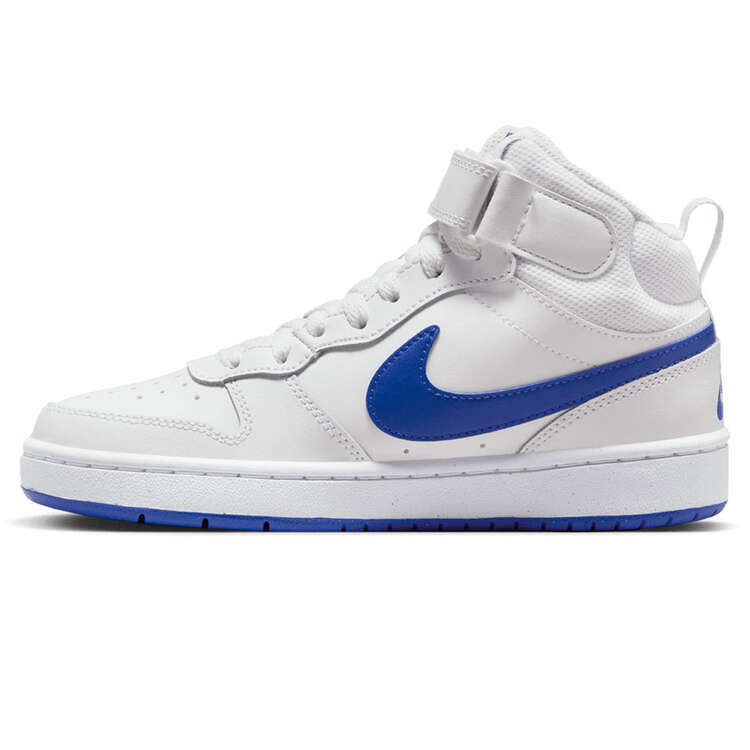 Nike Court Borough Mid 2 GS Kids Casual Shoes White/Blue US 4, White/Blue, rebel_hi-res