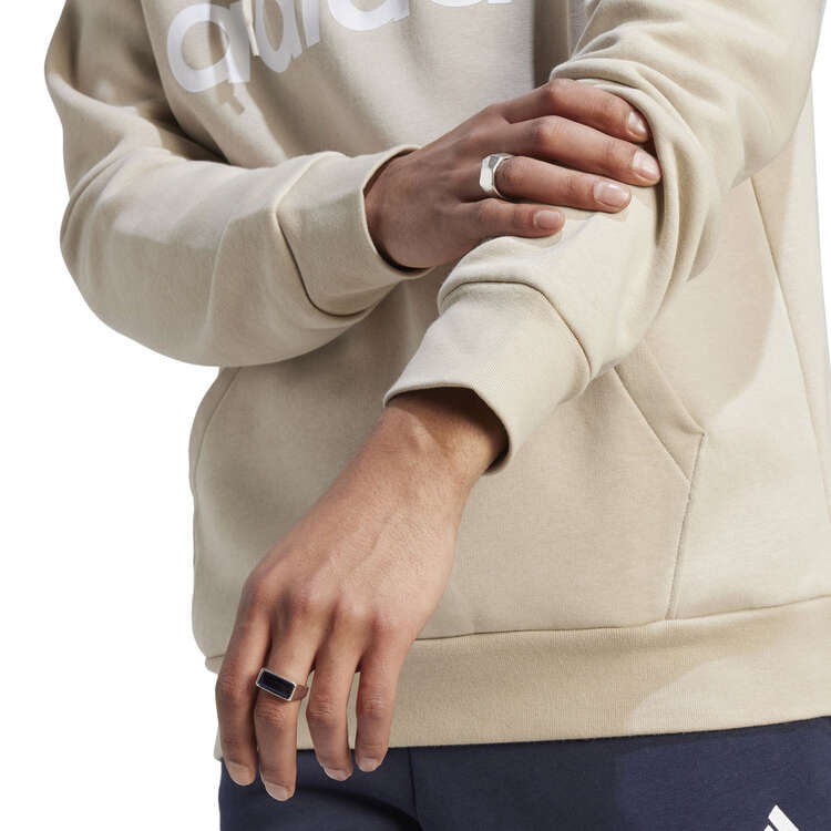 adidas Mens Essentials Big Logo Fleece Pullover Hoodie, Beige, rebel_hi-res