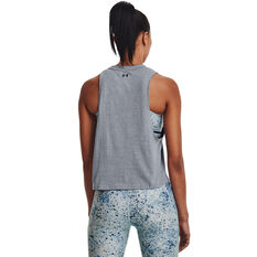 Under Armour Womens Project Rock Printed Sports Bra Grey XS, Grey, rebel_hi-res