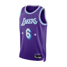 Nike Los Angeles Lakers LeBron James Mens City Edition Swingman Jersey Purple S, Purple, rebel_hi-res