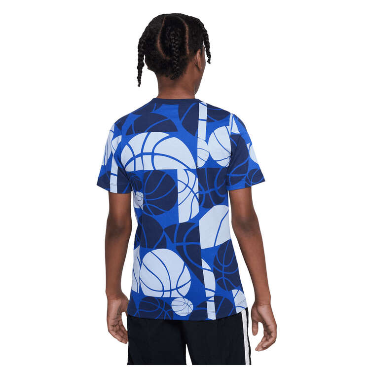 Nike Boys Sportswear Culture Of Basketball Aop Tee, Blue/Print, rebel_hi-res