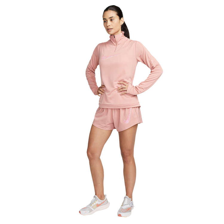 Nike Womens Dri-FIT Swoosh 1/2 Zip Running Top, Pink, rebel_hi-res