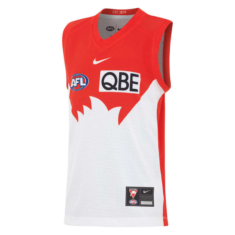 Sydney Swans 2024 Kids Home Guernsey Red/White XS, Red/White, rebel_hi-res