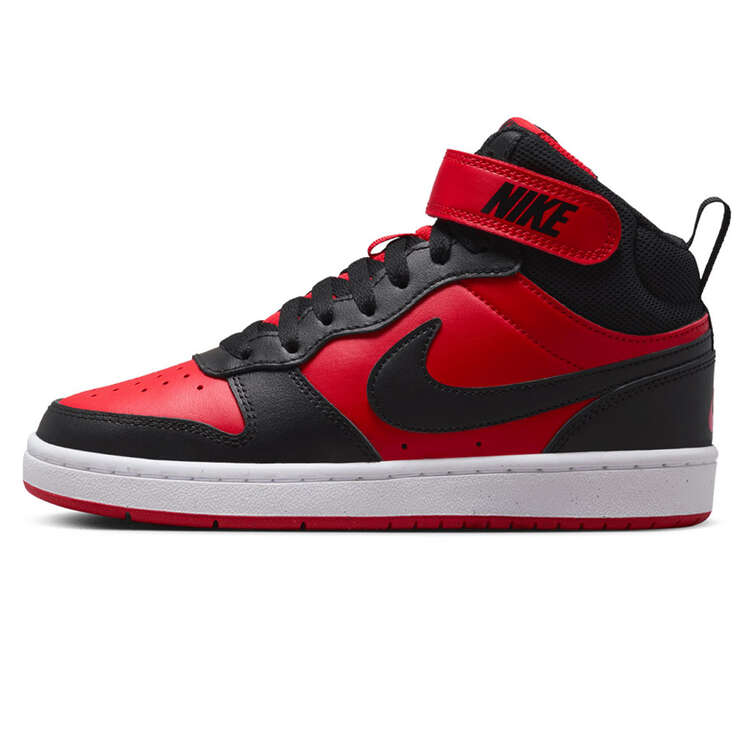 Nike Court Borough Mid 2 GS Kids Casual Shoes Black/Red US 4, Black/Red, rebel_hi-res