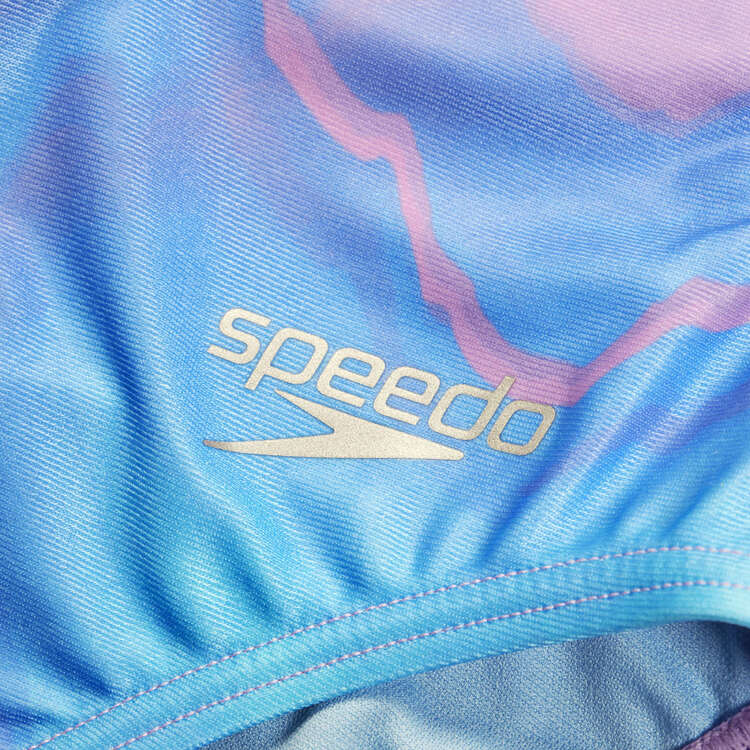 Speedo Womens Allover Digital Tie Back One Piece Swimsuit, Peach, rebel_hi-res