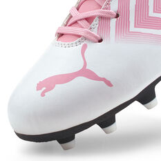 Puma Tacto 2 Kids Football Boots, White/Pink, rebel_hi-res