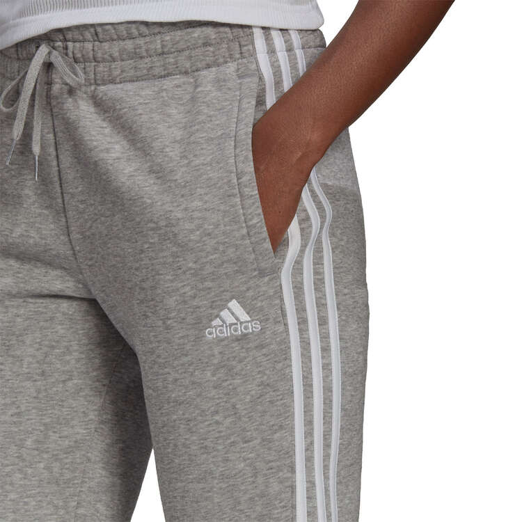 adidas Womens Essentials Fleece 3-Stripes Pants, Grey, rebel_hi-res