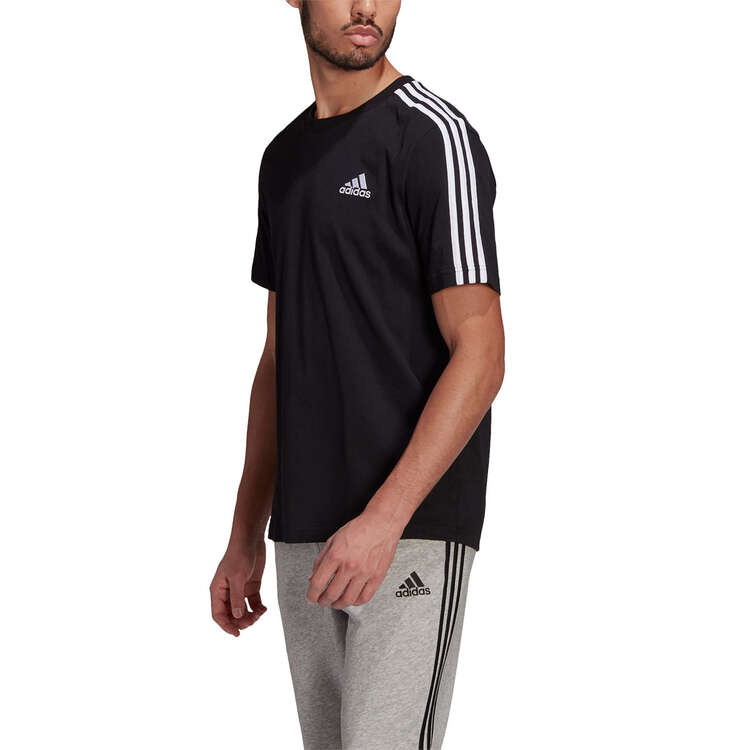 adidas Mens 3-Stripes Tee Black 4XL Rebel Sport