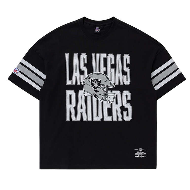 Majestic Las Vegas Raiders Vintage Stripe Tee Black S, Black, rebel_hi-res