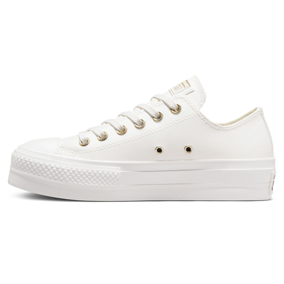Converse Chuck Taylor All Star Lift Low Synthetic Leather Womens Casual Shoes White Gold US 10 Rebel Sport