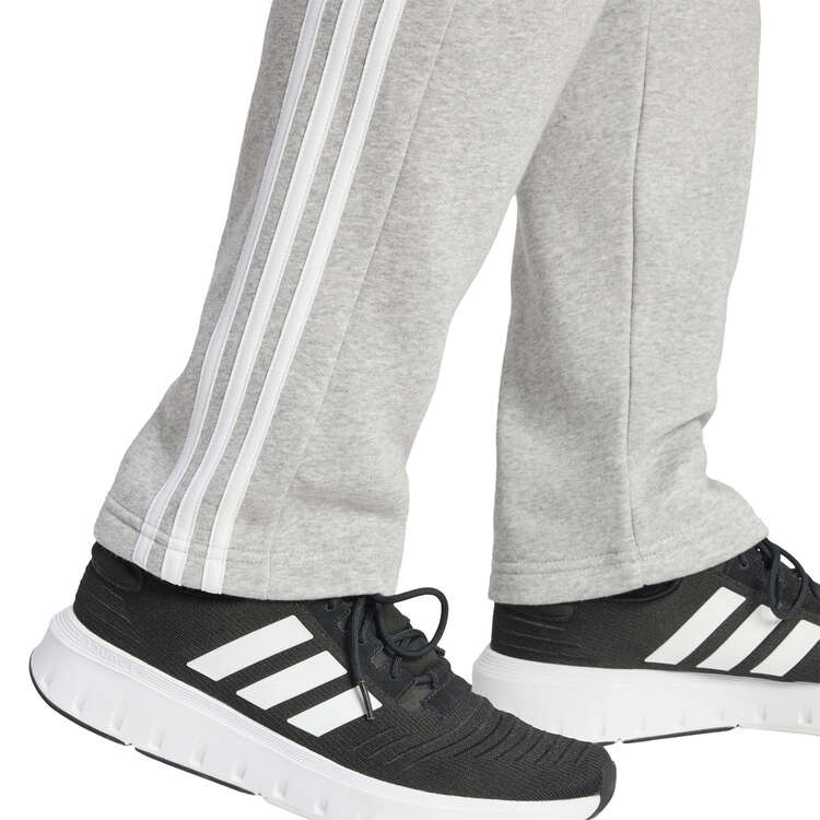 adidas Mens Essentials Fleece Open Hem 3-Stripes Pants, Grey, rebel_hi-res
