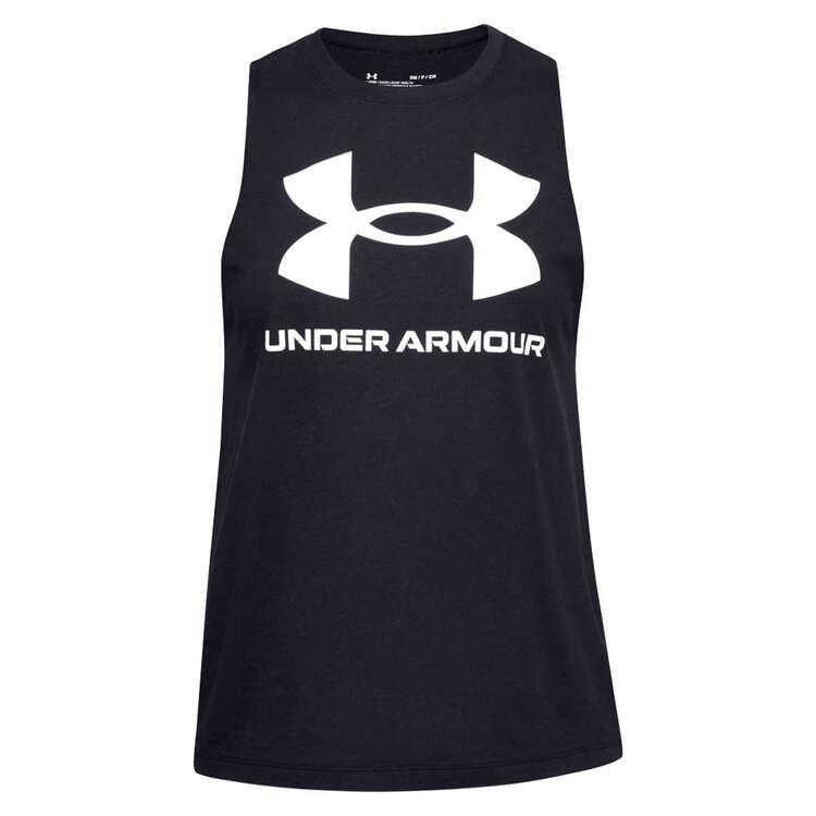 Under Armour Womens Sportstyle Graphic Muscle Tank, Black, rebel_hi-res