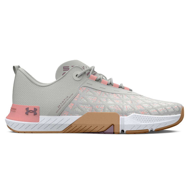 Under Armour TriBase Reign 5 Womens Training Shoes, White/Pink, rebel_hi-res