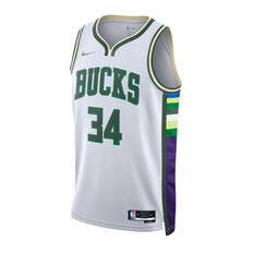 Nike Milwaukee Bucks Giannis Antetokounmpo Mens City Edition Swingman Jersey Green S, , rebel_hi-res
