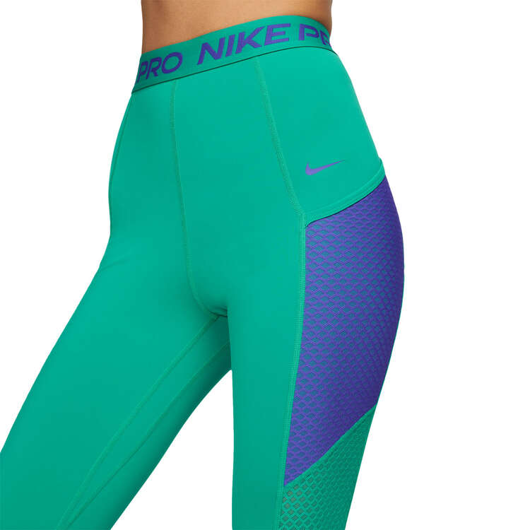 Nike Pro Womens Dri-FIT High Waisted 7/8 Tights, Green, rebel_hi-res