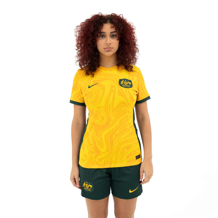 Nike Australia 2023 Womens Stadium Home Dri-FIT Football Shorts, Green, rebel_hi-res