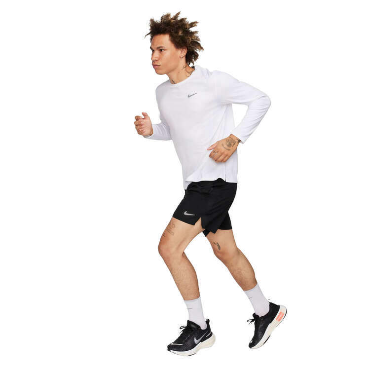 Nike Mens Dri-FIT Miler UV Running Long Sleeve Tee, White, rebel_hi-res