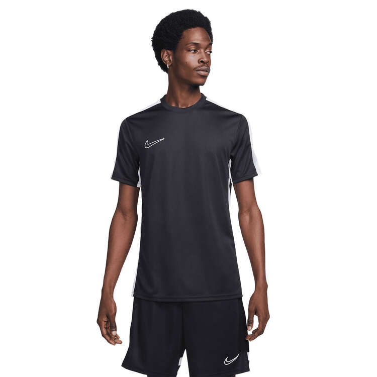 Nike Mens Dri-FIT Academy Short Sleeve Football Tee, Black/White, rebel_hi-res