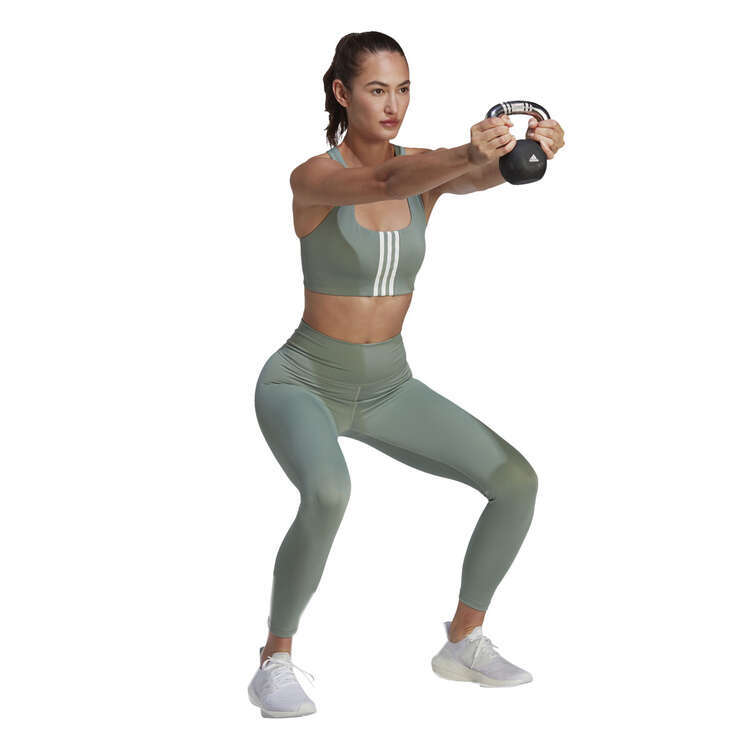 adidas Womens Powerimpact Training Sports Bra, Green, rebel_hi-res