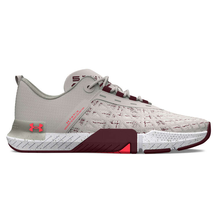 Under Armour TriBase Reign 5 Mens Training Shoes, White/Red, rebel_hi-res