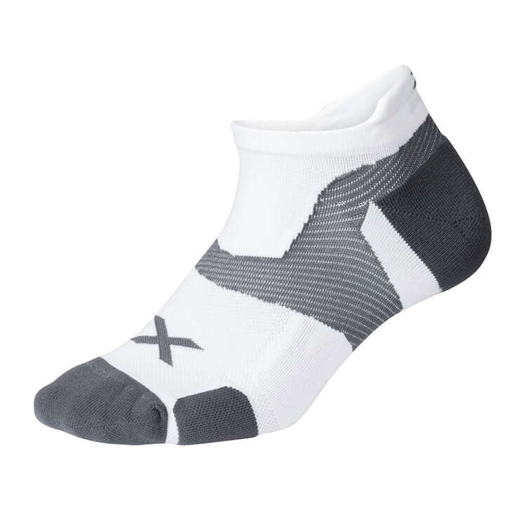 2XU Vectr Cushion No Show Socks, White, rebel_hi-res