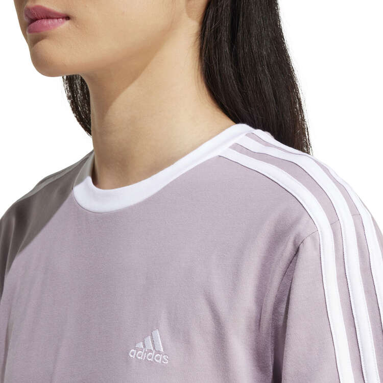 adidas Womens Essentials 3-Stripes Boyfriend Tee, Purple, rebel_hi-res