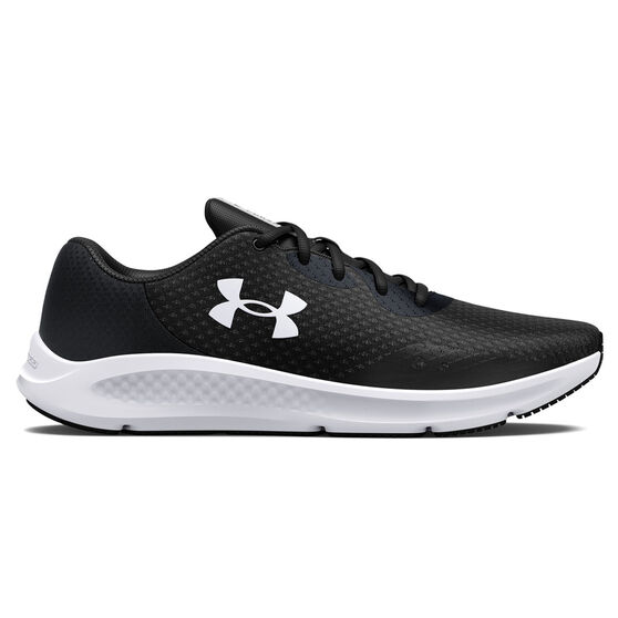 Under Armour Charged Pursuit 3 Mens Running Shoes, Black/Silver, rebel_hi-res