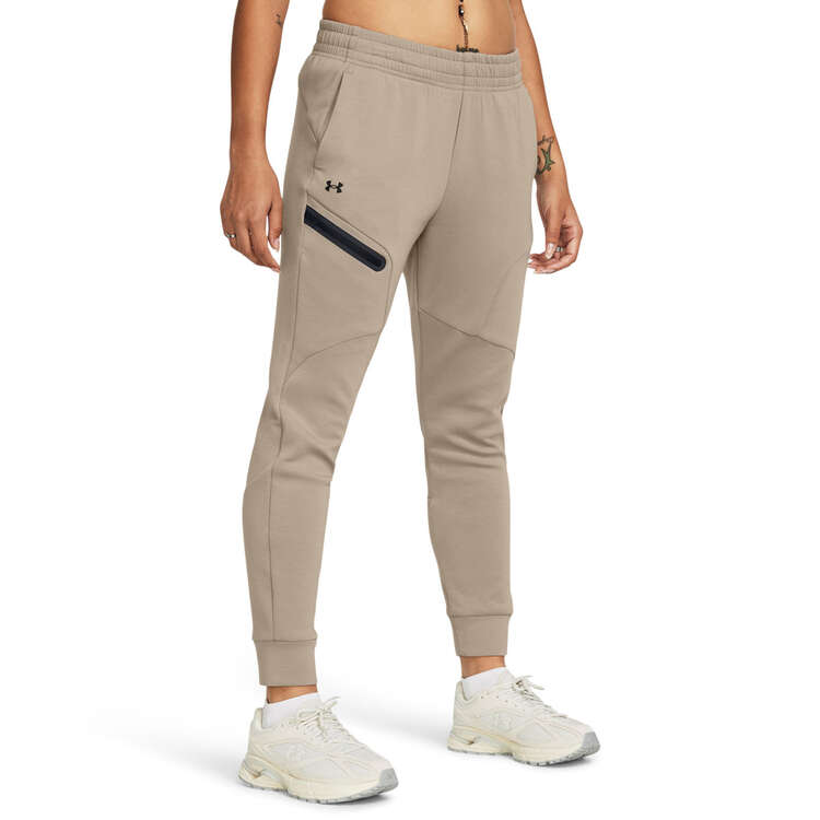 Under Armour Womens Unstoppable Fleece Joggers Taupe XS, Taupe, rebel_hi-res