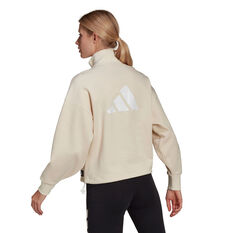 adidas Womens Sportswear Future Icons Quarter Zip Sweatshirt, White, rebel_hi-res