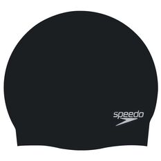 Speedo Plain Moulded Silicone Swim Cap Black, Black, rebel_hi-res