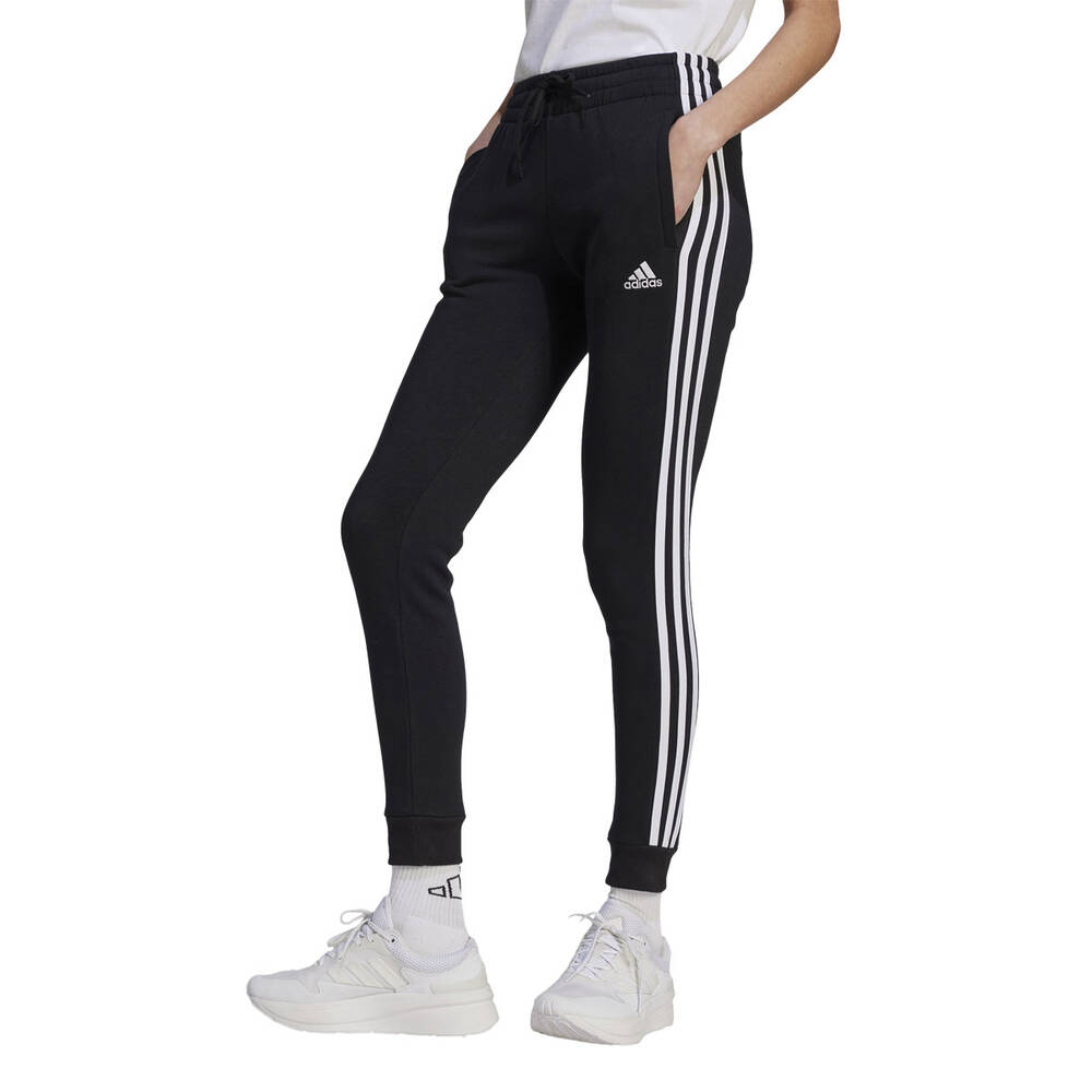 adidas Womens Essentials 3-Stripes Fleece Pants Black M | Rebel Sport