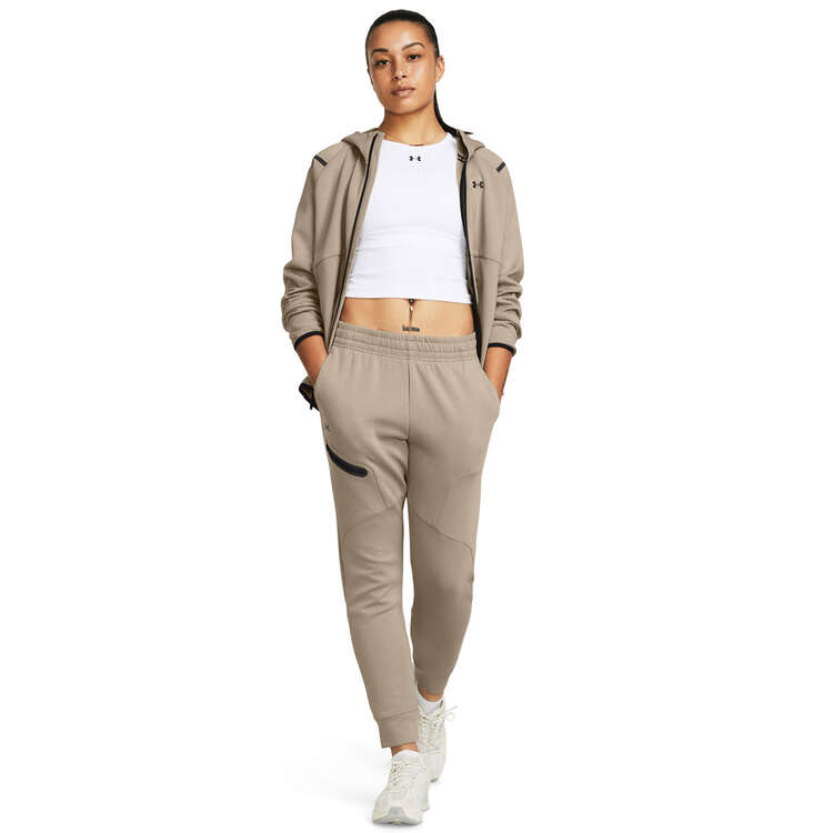 Under Armour Womens Unstoppable Fleece Joggers, Taupe, rebel_hi-res