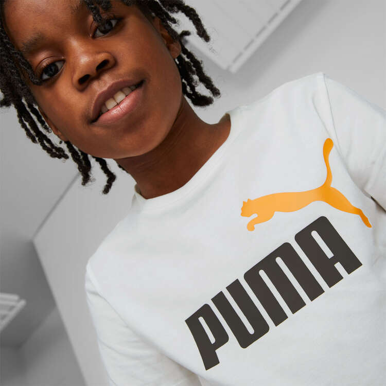 Puma Kids Essentials Plus 2 Colour Logo Tee, White, rebel_hi-res